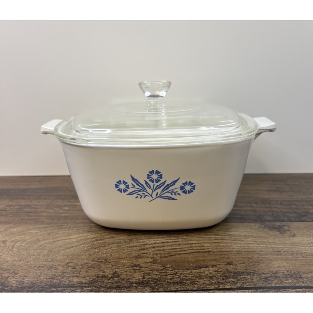 Corning Ware Cornflower Blue 1 3/4 Quart Baking Dish P-1 3/4-B Pyrex P-7-C Lid